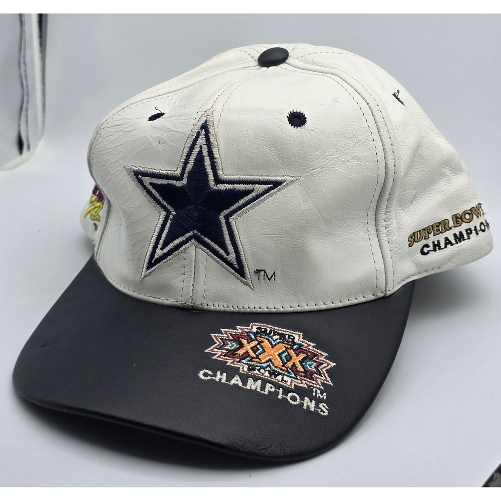 Vintage‎ Dallas Cowboys Super Bowl XXX Champions Leather Hat Drew Pearson 90s